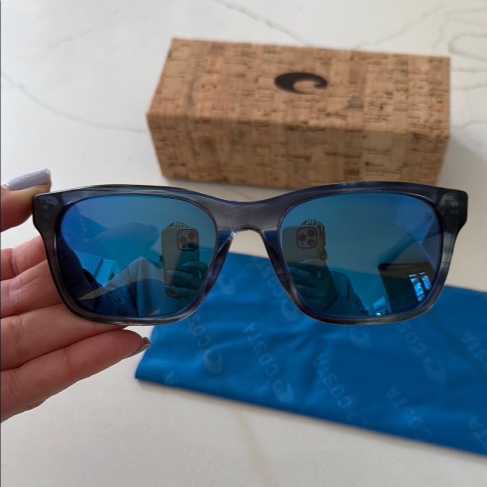 Costa Black Frames with Blue Lenses Sunglasses - Picture 5 of 6